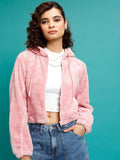 Tokyo Talkies Women Pink Open Front Jacket - Pink - Image 1