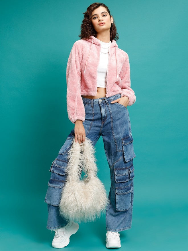 Tokyo Talkies Women Pink Open Front Jacket - Pink - Image 2
