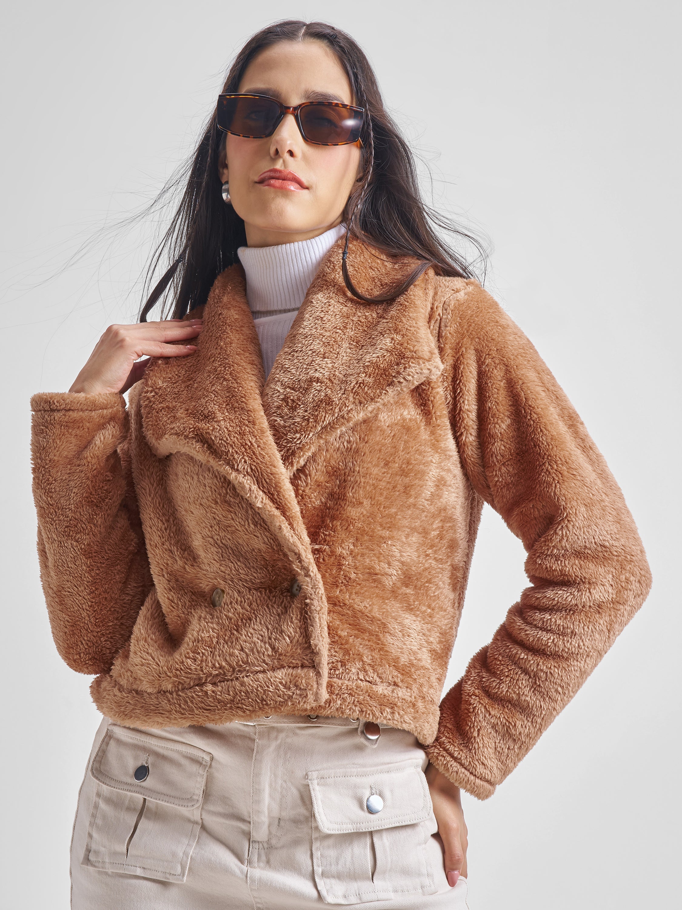 Tokyo Talkies Women Brown Open Front Jacket - Brown - Image 1