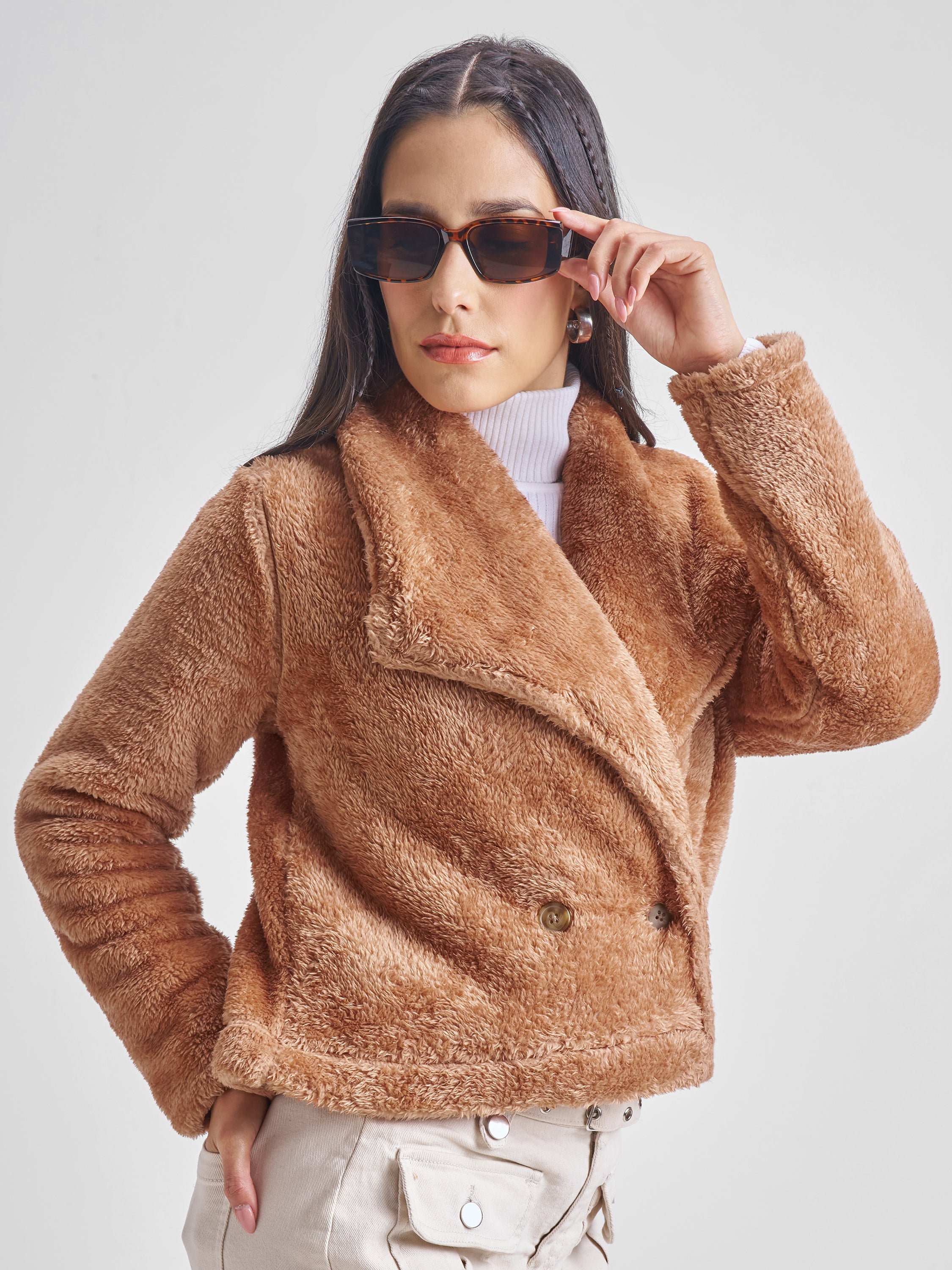 Tokyo Talkies Women Brown Open Front Jacket - Brown - Image 6