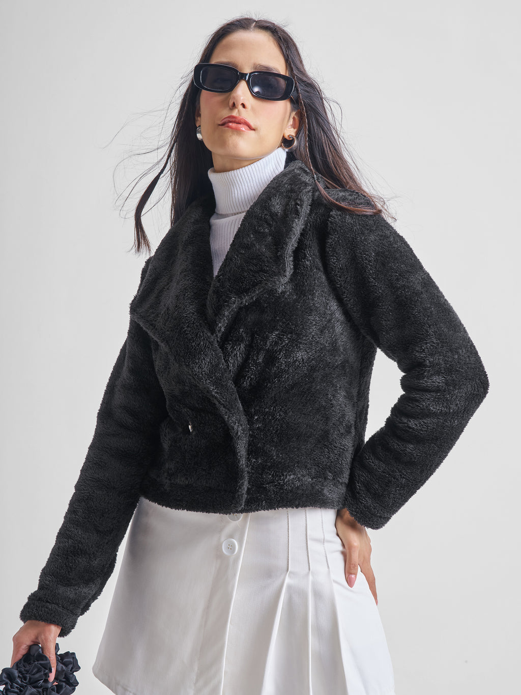 Tokyo Talkies Women Black Open Front Jacket - Black - Image 1