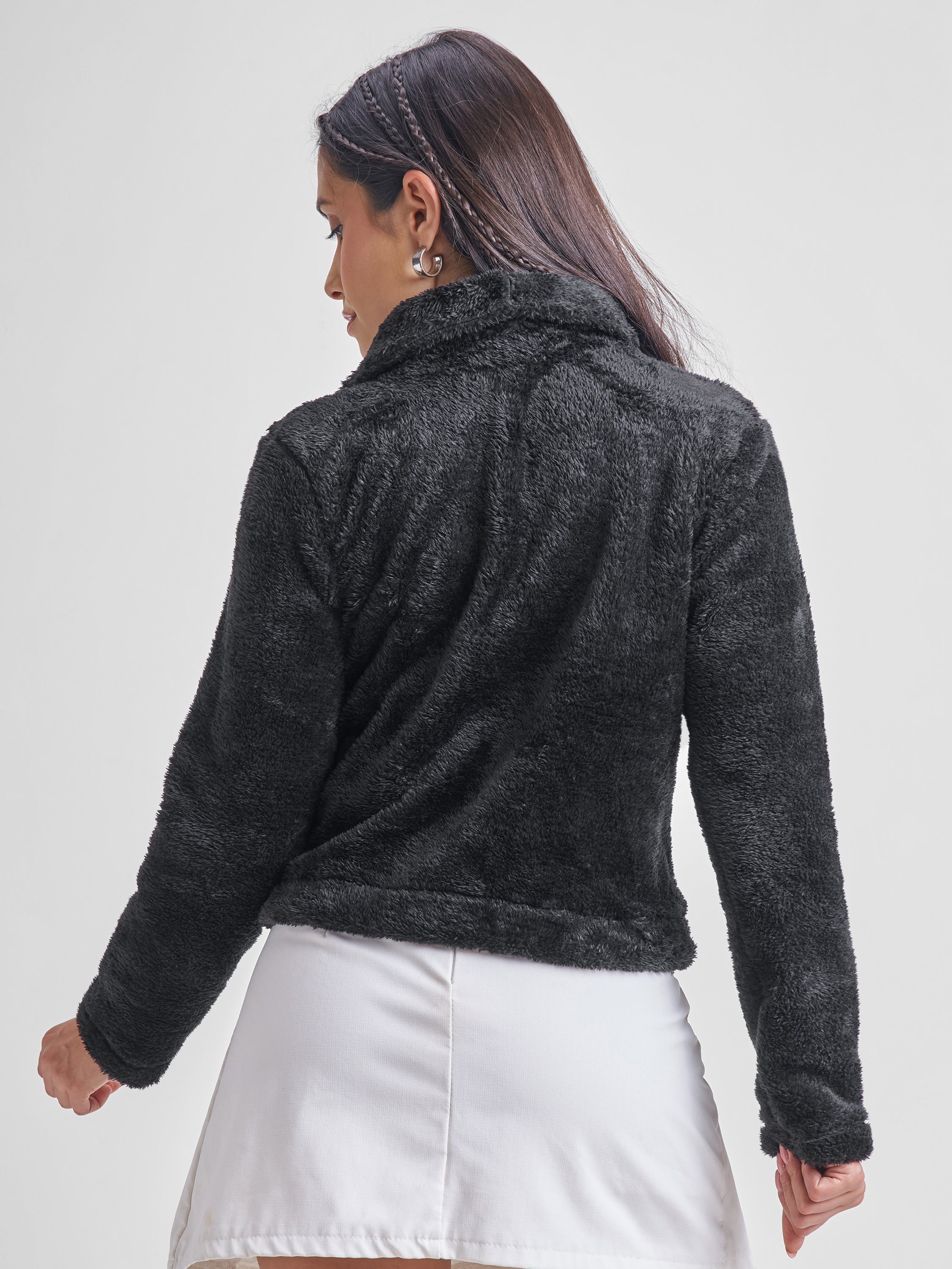 Tokyo Talkies Women Black Open Front Jacket - Black - Image 3
