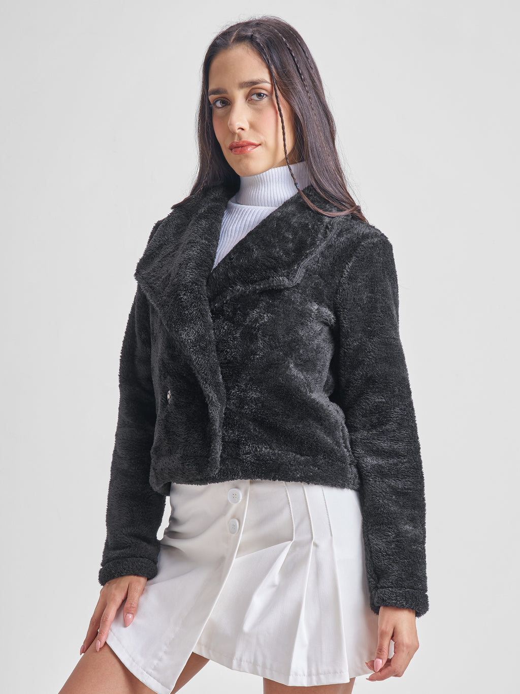 Tokyo Talkies Women Black Open Front Jacket - Black - Image 4