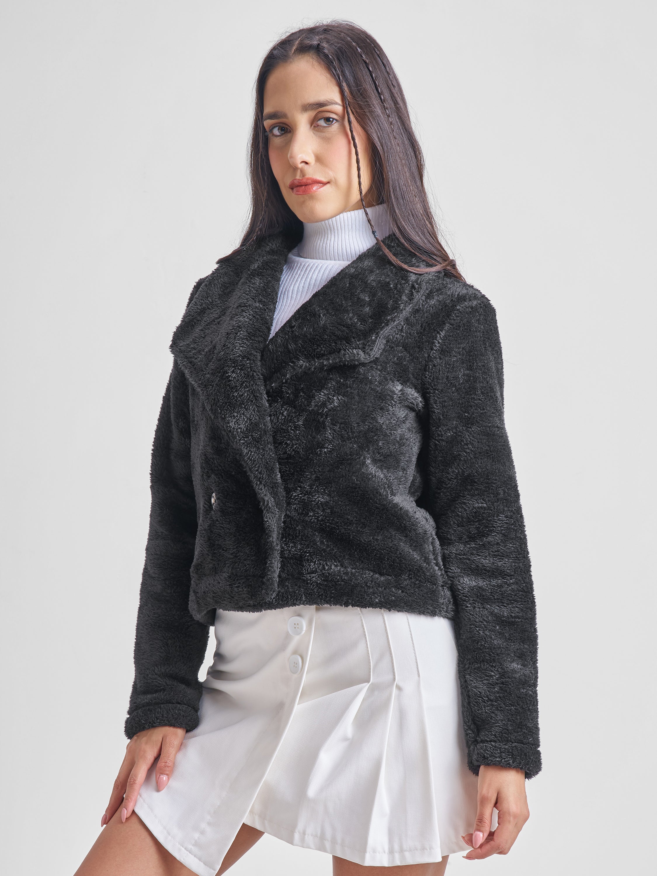 Tokyo Talkies Women Black Open Front Jacket - Black - Image 4