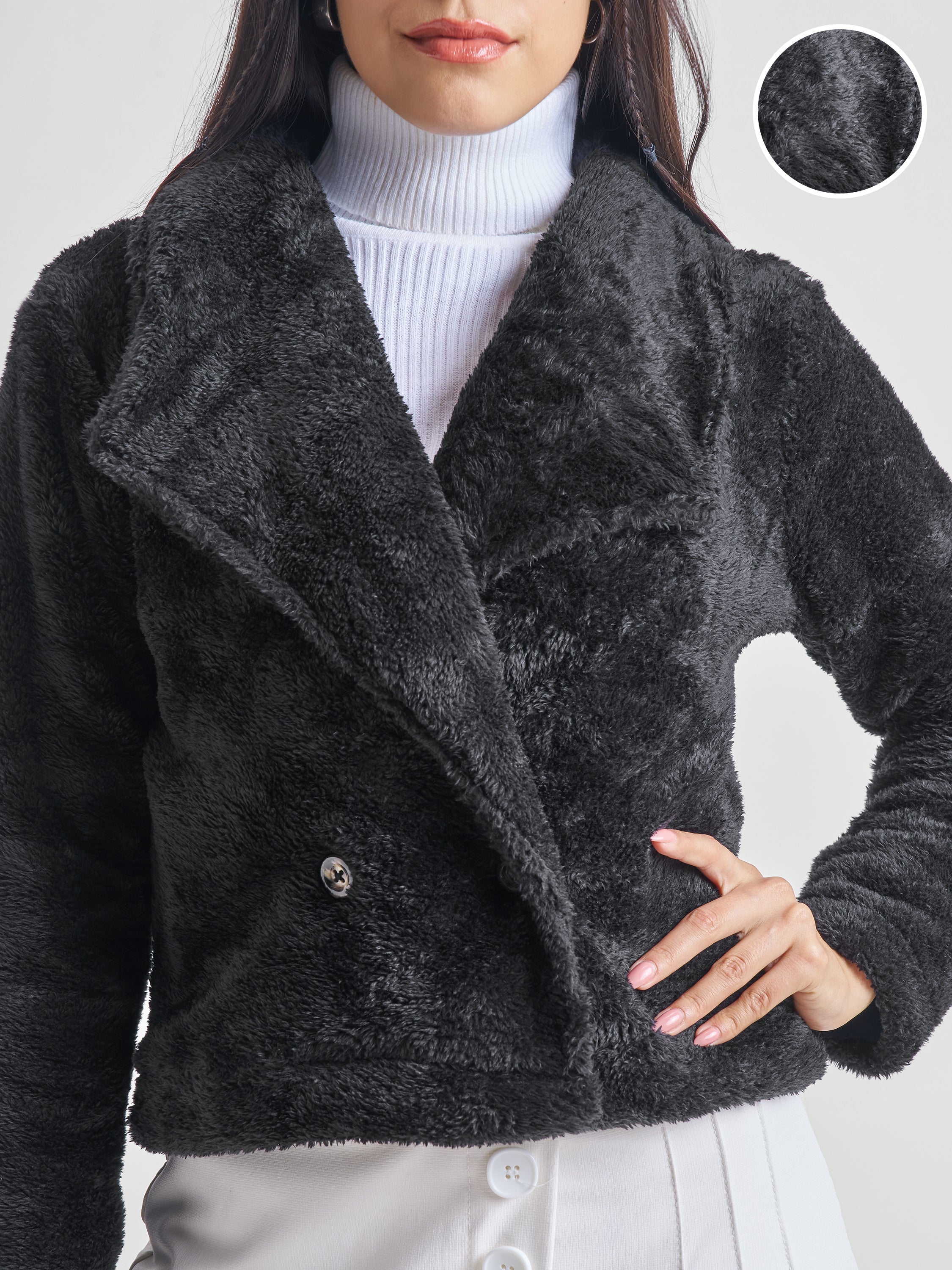 Tokyo Talkies Women Black Open Front Jacket - Black - Image 5