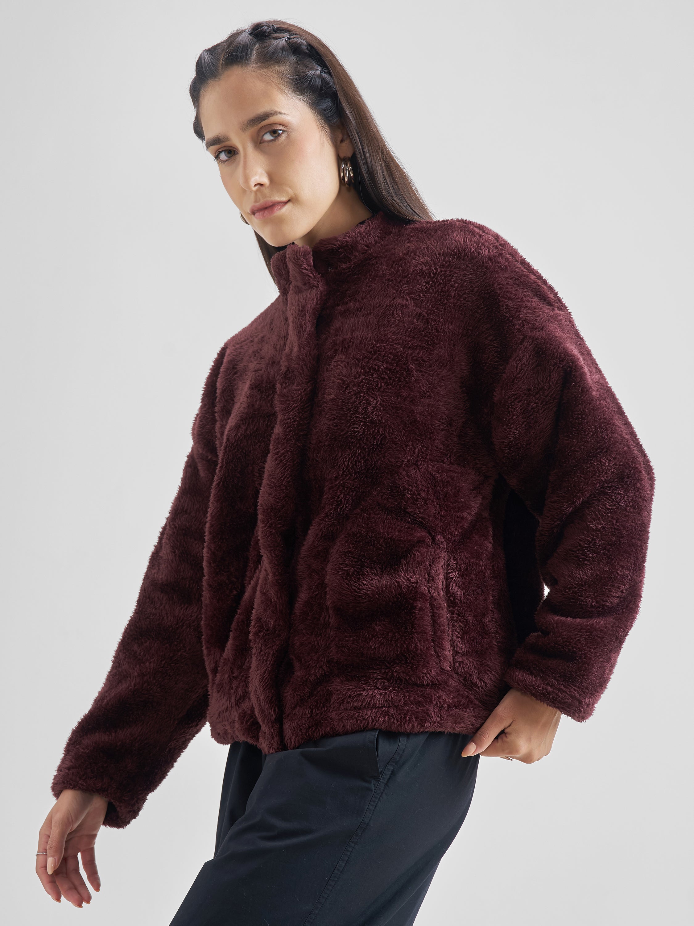 Tokyo Talkies Women Brown Open Front Jacket - Brown - Image 4