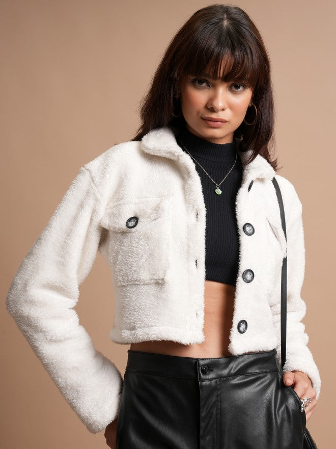 Tokyo Talkies Women White Open Front Jacket - White - Image 1
