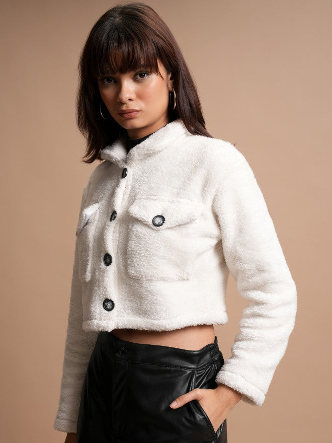 Tokyo Talkies Women White Open Front Jacket - White - Image 4
