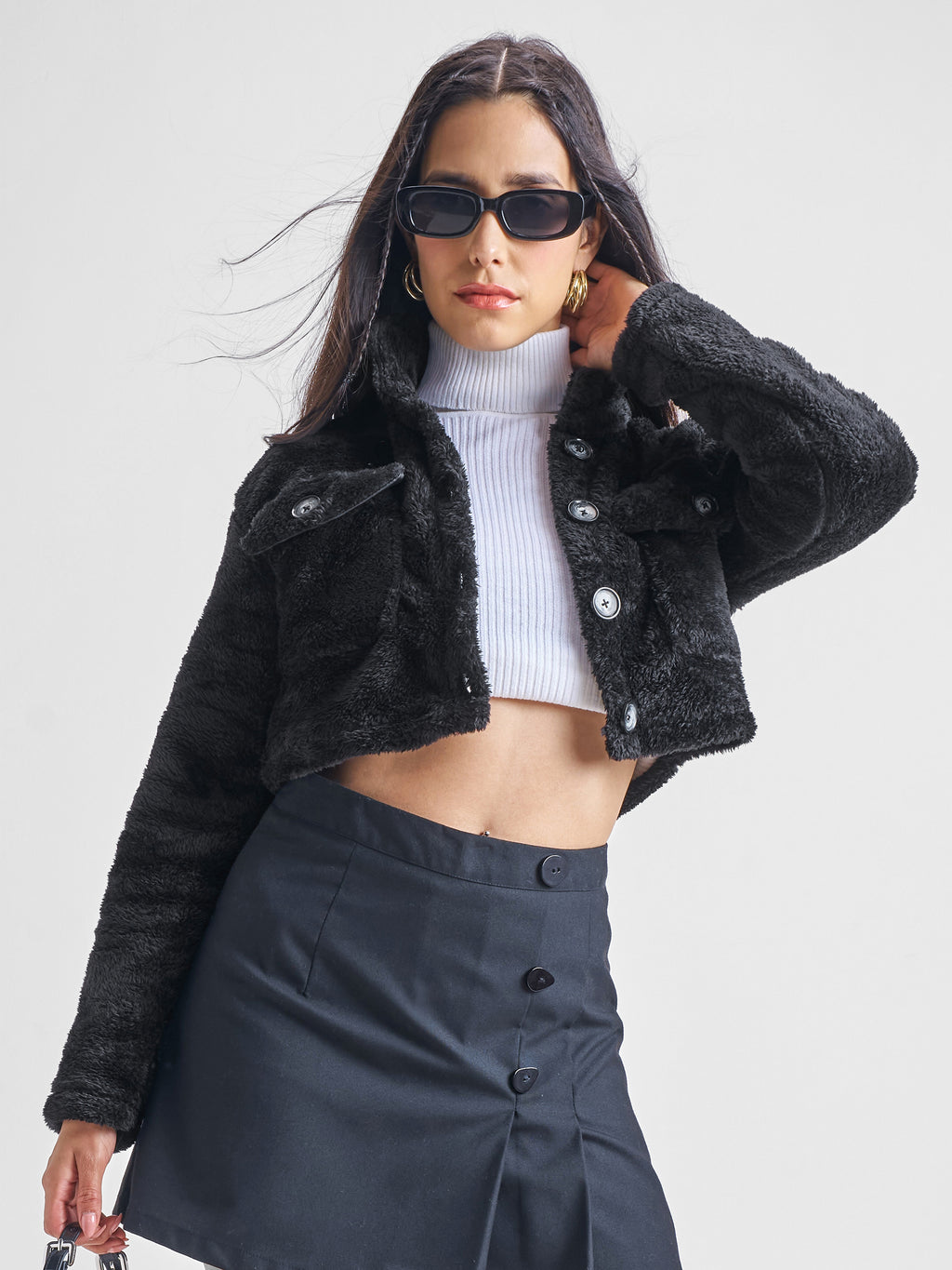 Tokyo Talkies Women Black Open Front Jacket - Black - Image 1