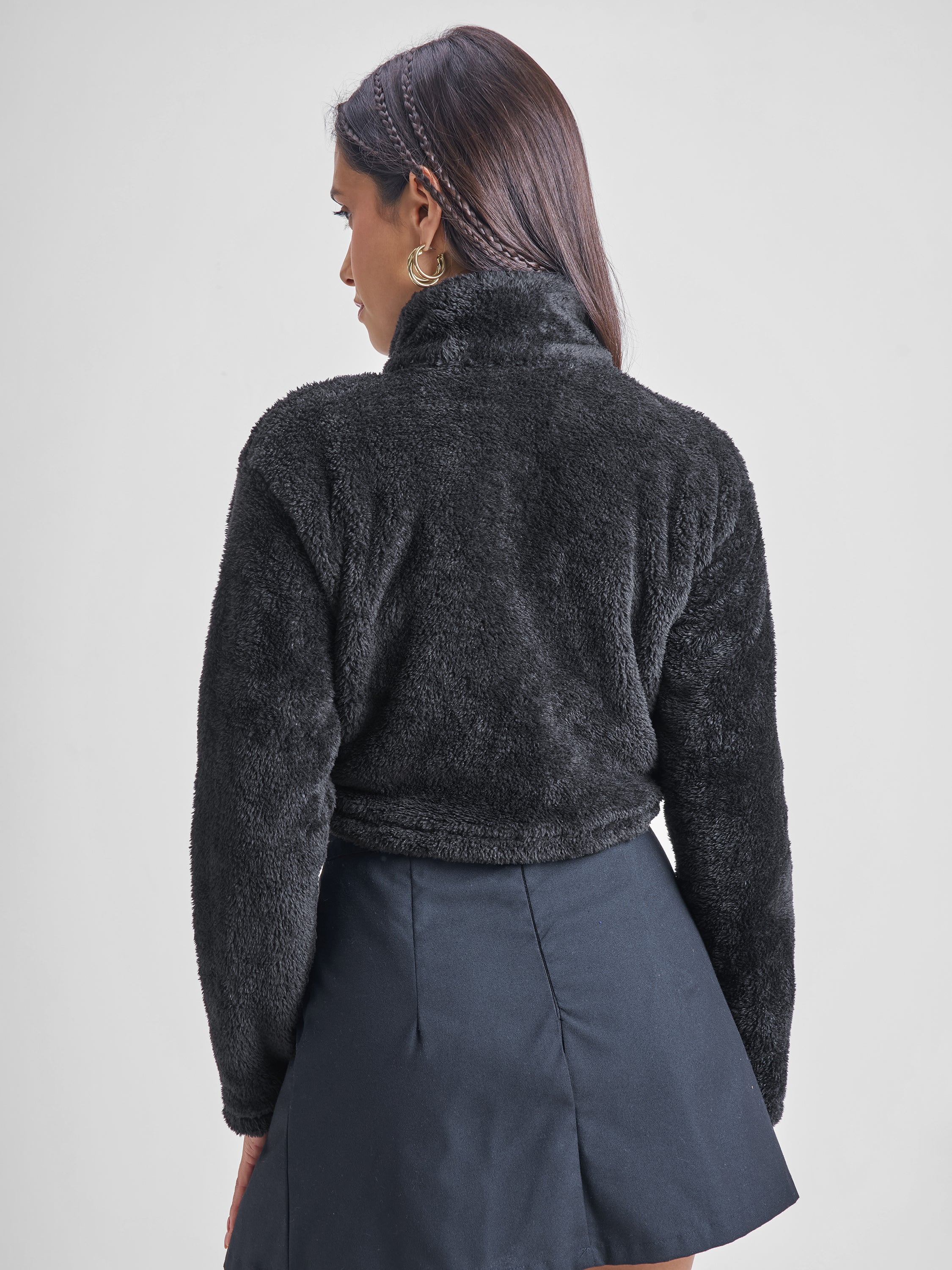 Tokyo Talkies Women Black Open Front Jacket - Black - Image 3