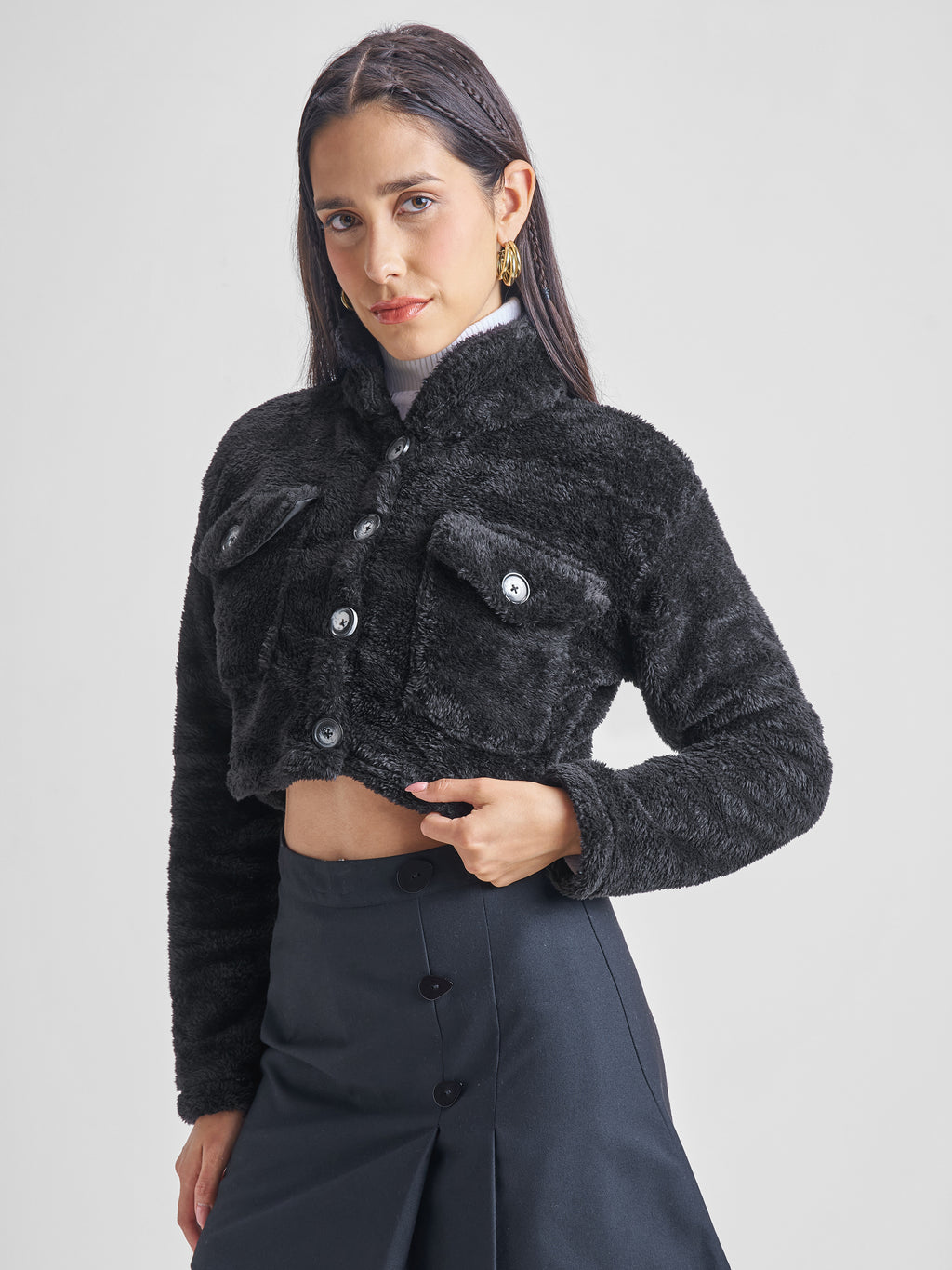 Tokyo Talkies Women Black Open Front Jacket - Black - Image 4