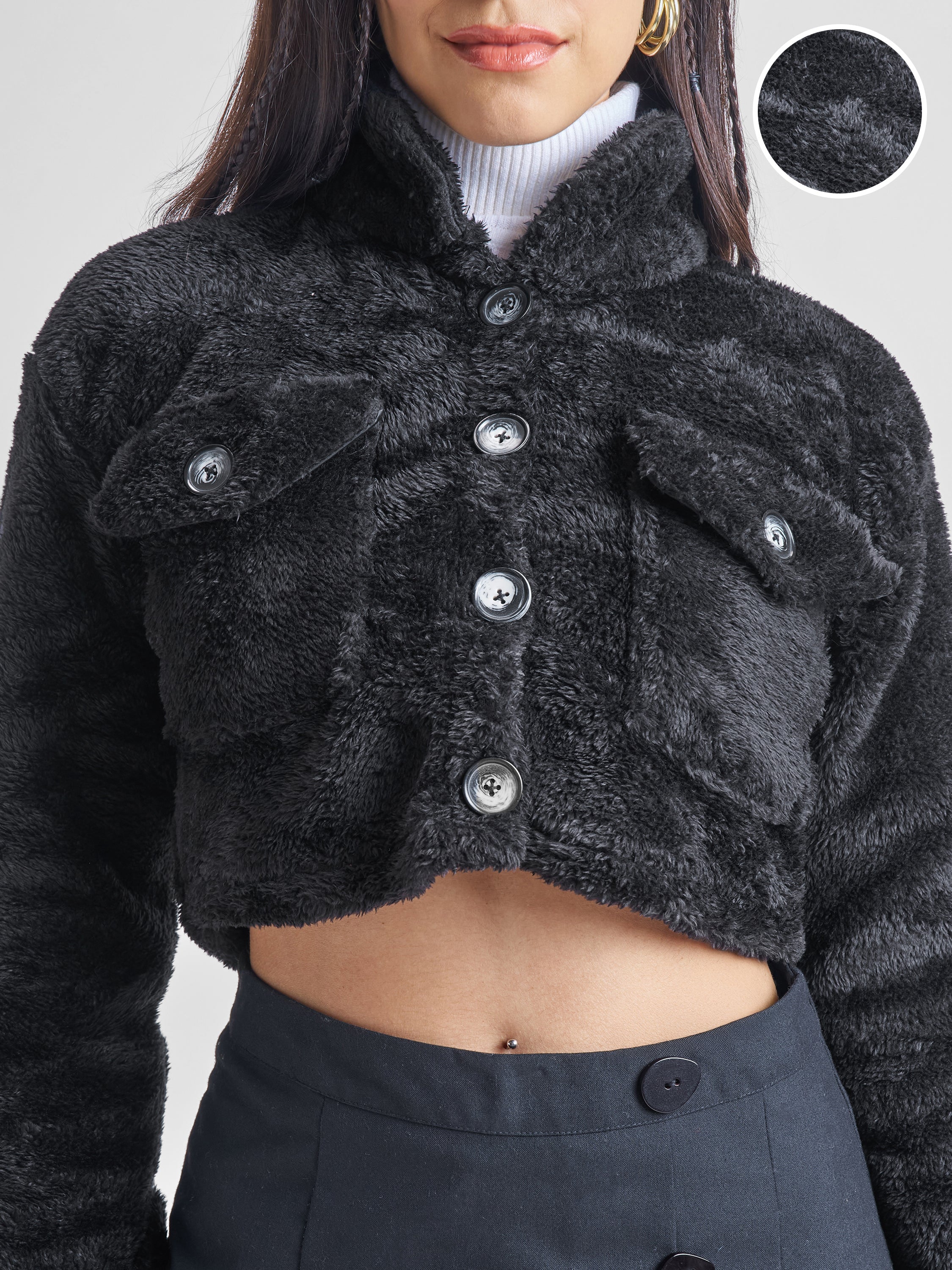 Tokyo Talkies Women Black Open Front Jacket - Black - Image 5