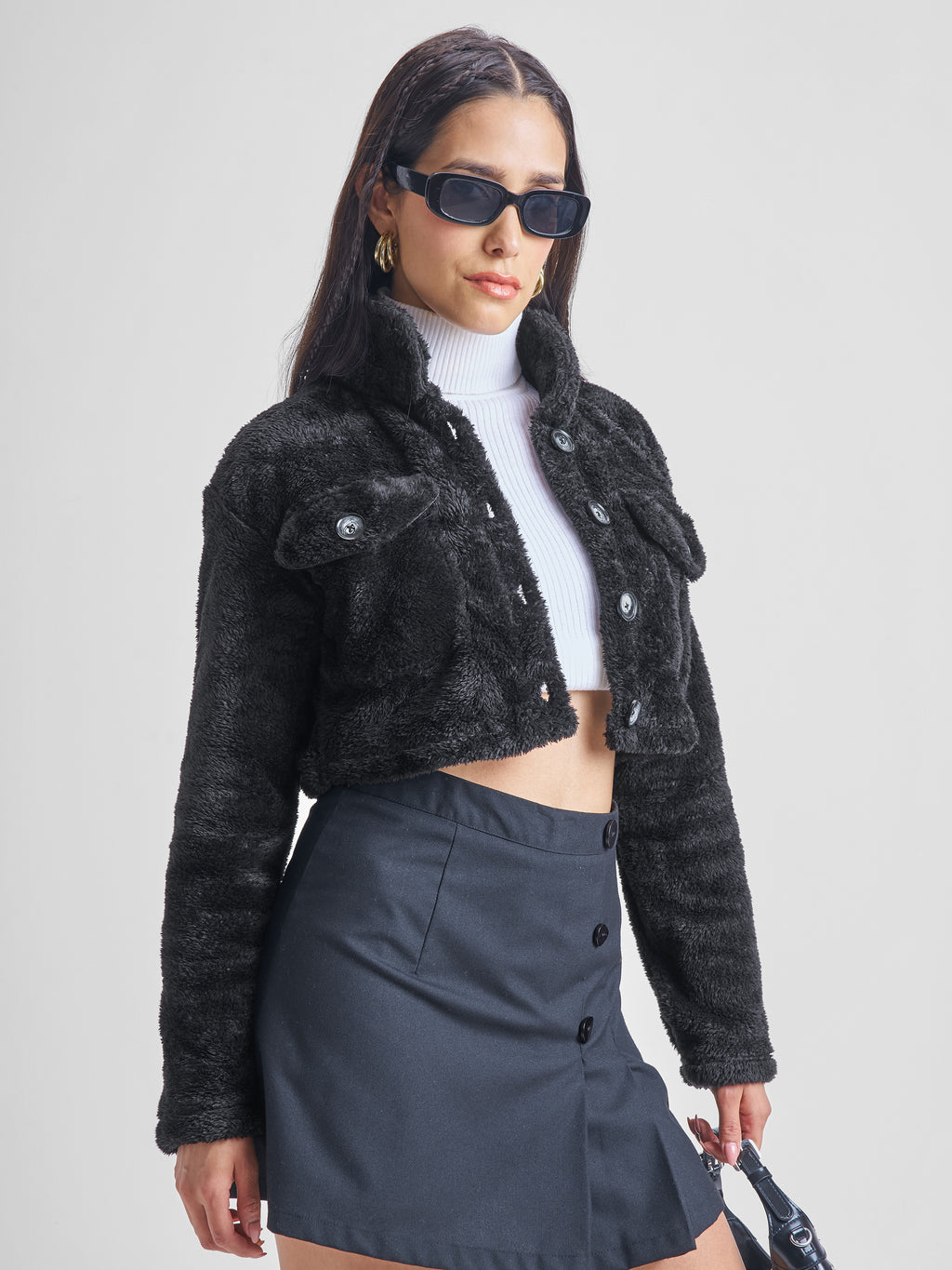 Tokyo Talkies Women Black Open Front Jacket - Black - Image 6