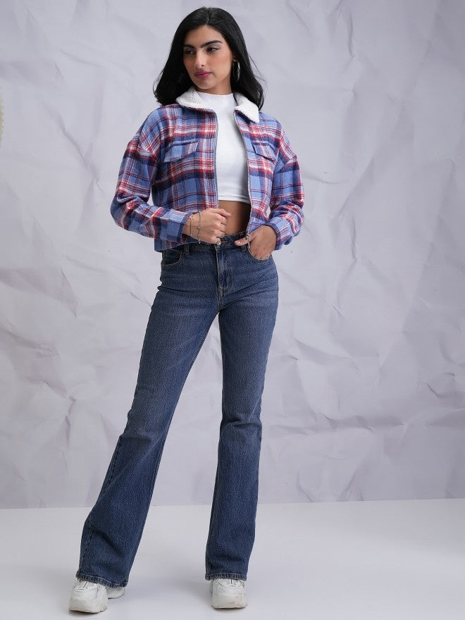 Tokyo Talkies Women Blue Open Front Jacket - Blue - Image 2
