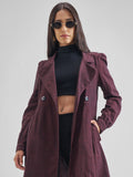 Tokyo Talkies Women Maroon/Black Longline Open Front Jacket - Maroon - Image 1