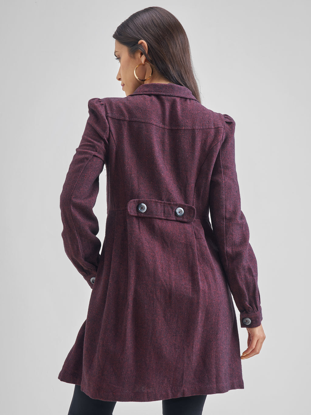 Tokyo Talkies Women Maroon/Black Longline Open Front Jacket - Maroon - Image 3