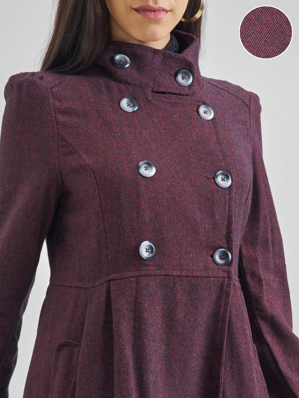 Tokyo Talkies Women Maroon/Black Longline Open Front Jacket - Maroon - Image 5