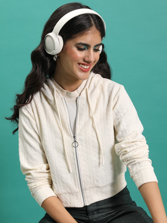 Tokyo Talkies Women White Open Front Jacket - White - Image 1