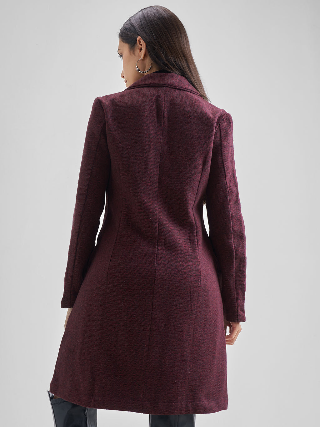 Tokyo Talkies Women Maroon Open Front Jacket - Maroon - Image 3