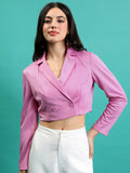 Tokyo Talkies Women Pink Double-Breasted Blazer - Pink - Image 1