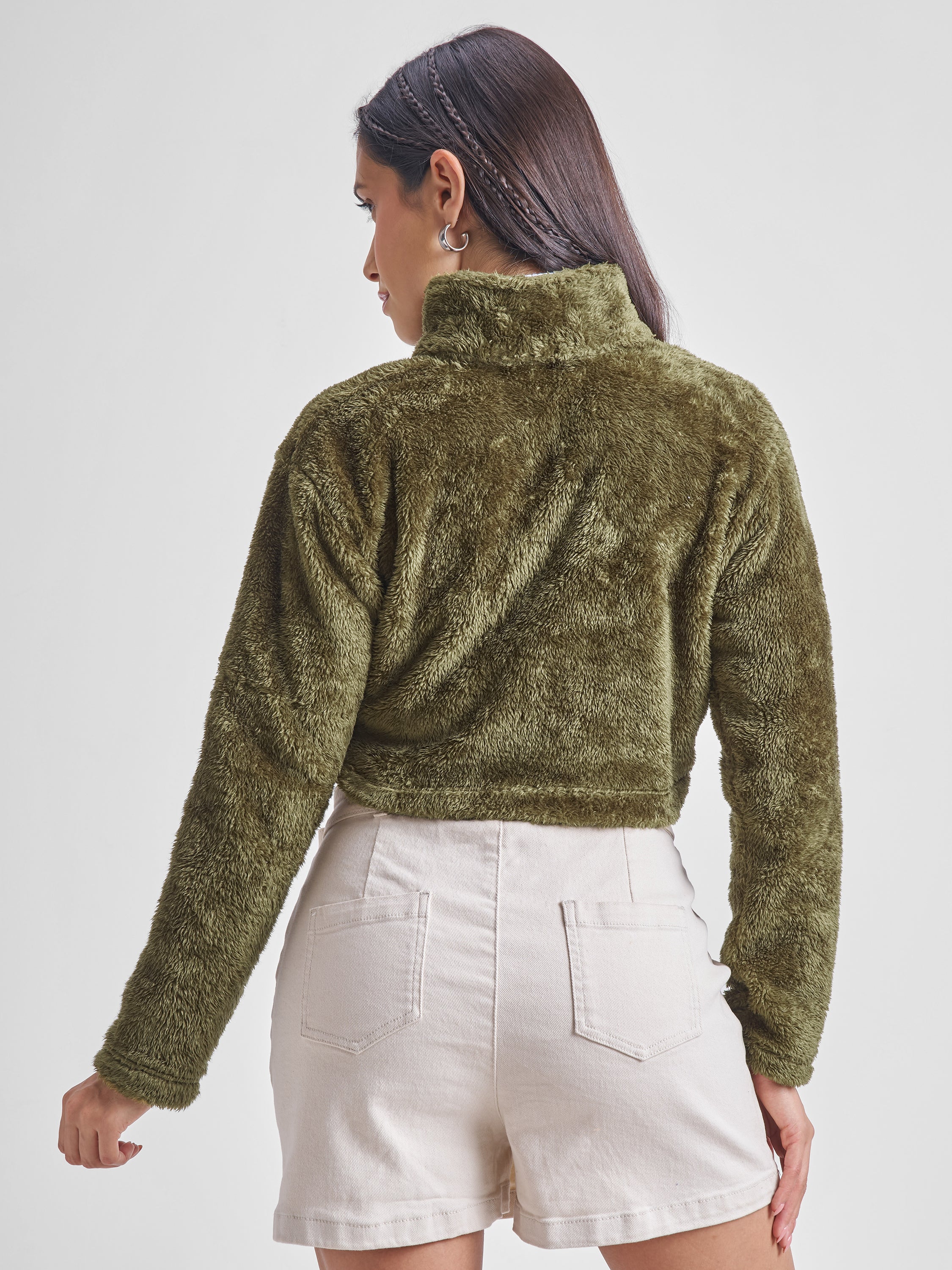 Tokyo Talkies Women Green Open Front Jacket - Green - Image 3