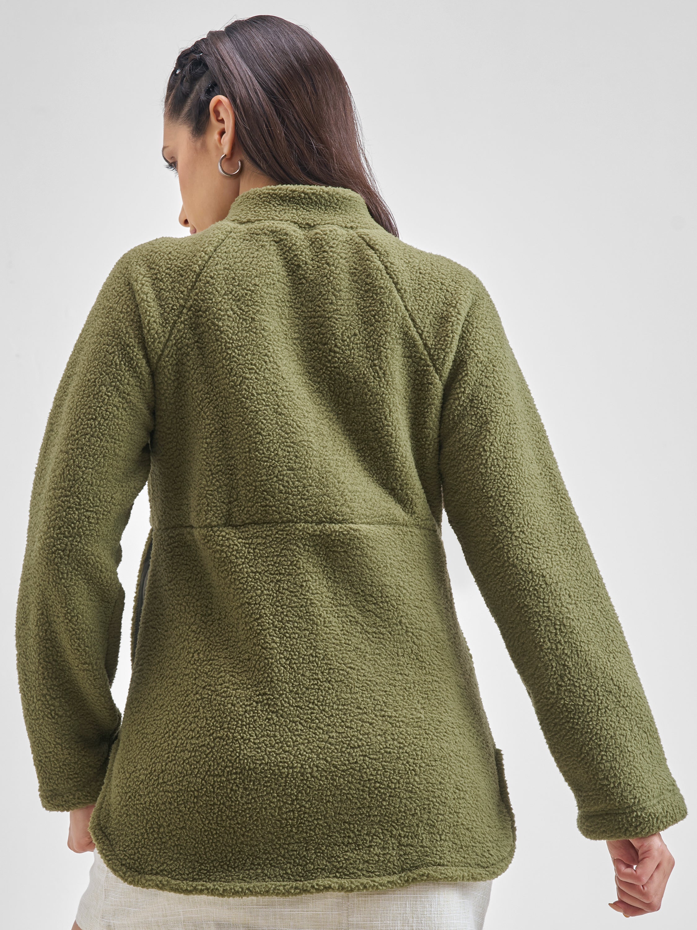 Tokyo Talkies Women Green Open Front Jacket - Green - Image 3