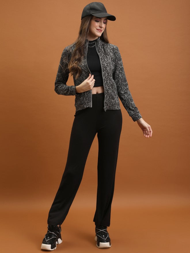 Tokyo Talkies Women Grey Open Front Jacket - Grey - Image 2