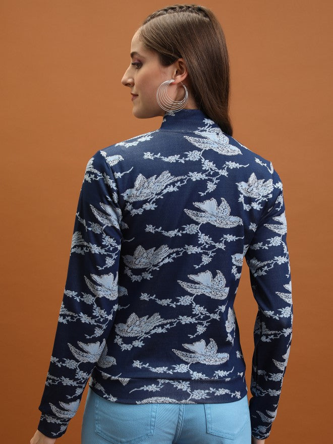 Tokyo Talkies Women Blue Open Front Jacket - Blue - Image 3