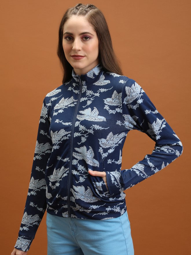 Tokyo Talkies Women Blue Open Front Jacket - Blue - Image 4