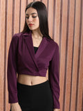 Tokyo Talkies Women Violet Double-Breasted Blazer - Violet - Image 1