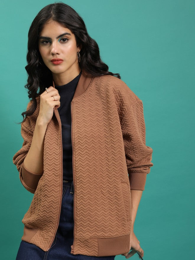 Tokyo Talkies Women Brown Open Front Jacket - Brown - Image 1
