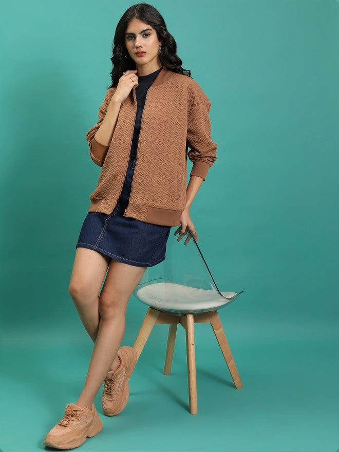 Tokyo Talkies Women Brown Open Front Jacket - Brown - Image 2