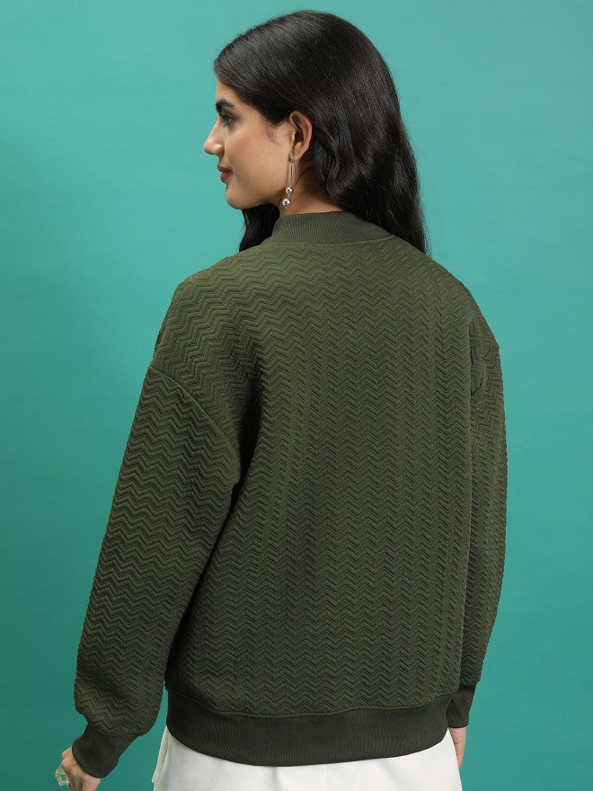 Tokyo Talkies Women Green Open Front Jacket - Green - Image 3