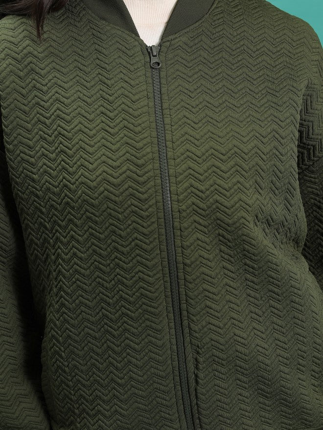 Tokyo Talkies Women Green Open Front Jacket - Green - Image 5