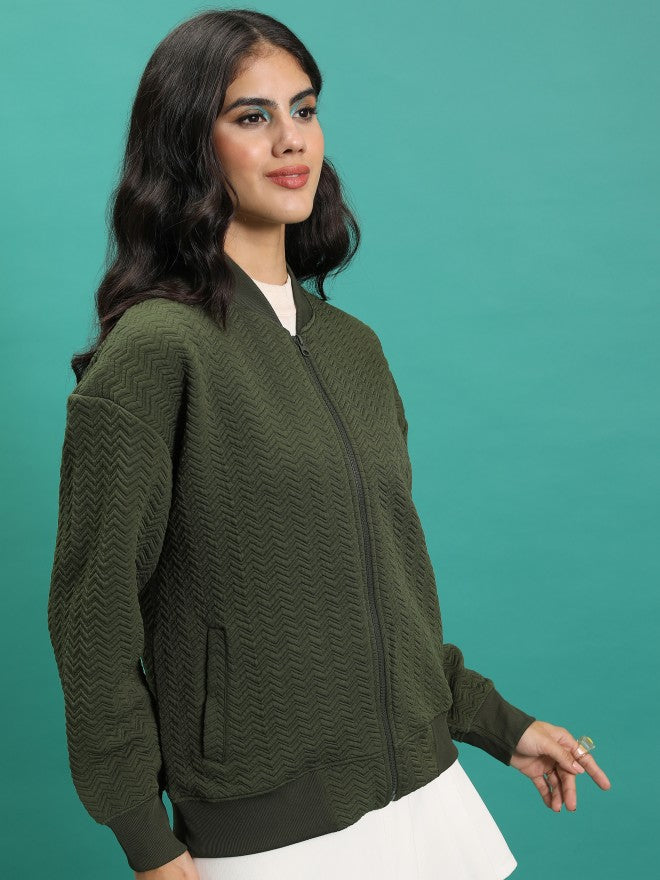 Tokyo Talkies Women Green Open Front Jacket - Green - Image 6