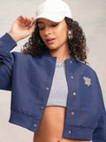 Tokyo Talkies Women Navy Blue Varsity Jacket - Navy Blue - Image 1