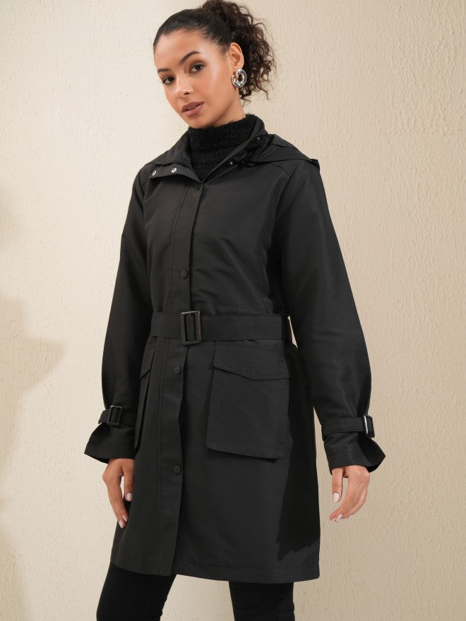 Tokyo Talkies Women Black Parka Jacket - Black - Image 4