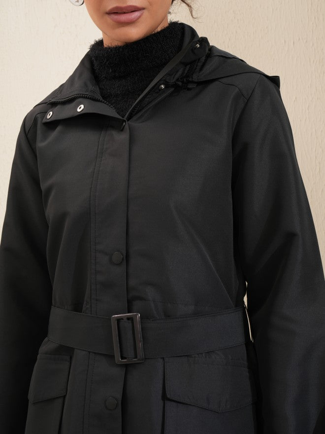 Tokyo Talkies Women Black Parka Jacket - Black - Image 5