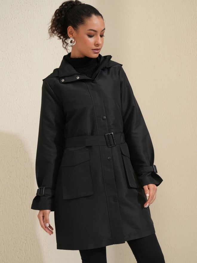 Tokyo Talkies Women Black Parka Jacket - Black - Image 6