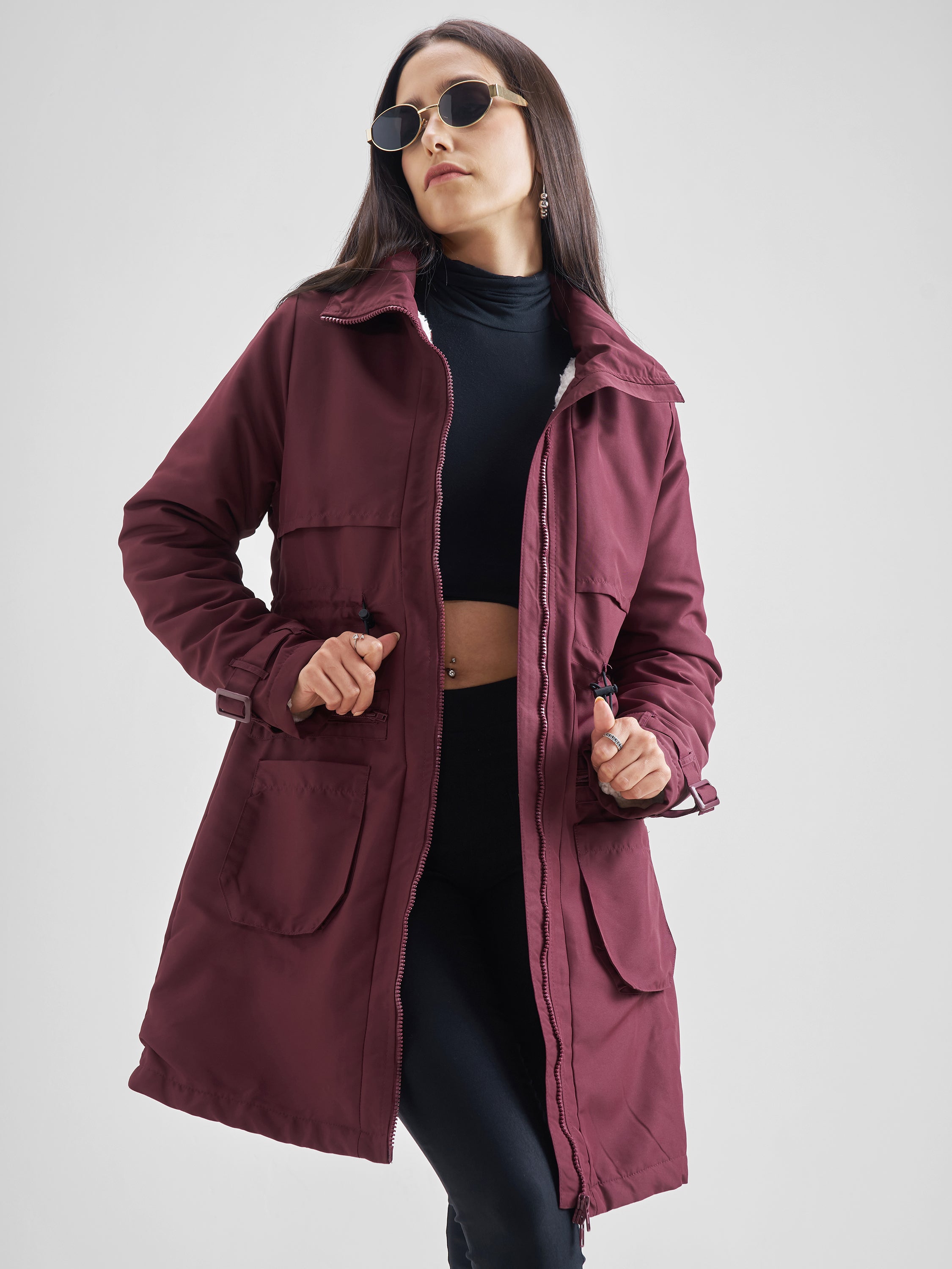 Tokyo Talkies Women Maroon Parka Jacket - Maroon - Image 1