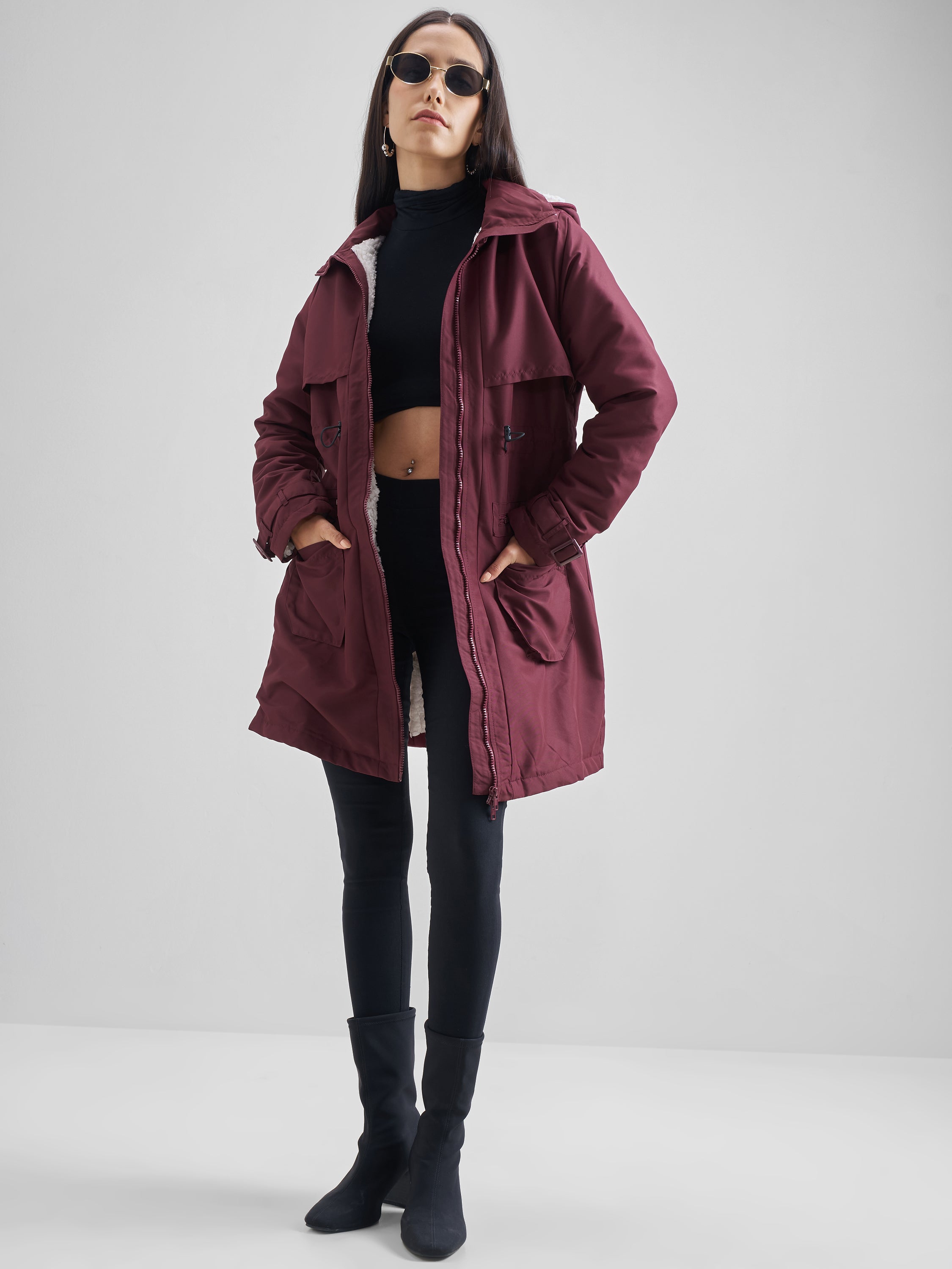 Tokyo Talkies Women Maroon Parka Jacket - Maroon - Image 2