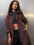 Tokyo Talkies Women Maroon Open Front Jacket - Maroon - Image 1