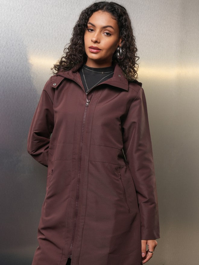 Tokyo Talkies Women Maroon Open Front Jacket - Maroon - Image 4
