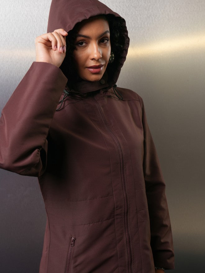 Tokyo Talkies Women Maroon Open Front Jacket - Maroon - Image 5