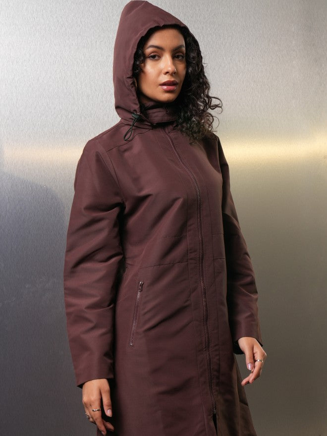 Tokyo Talkies Women Maroon Open Front Jacket - Maroon - Image 6