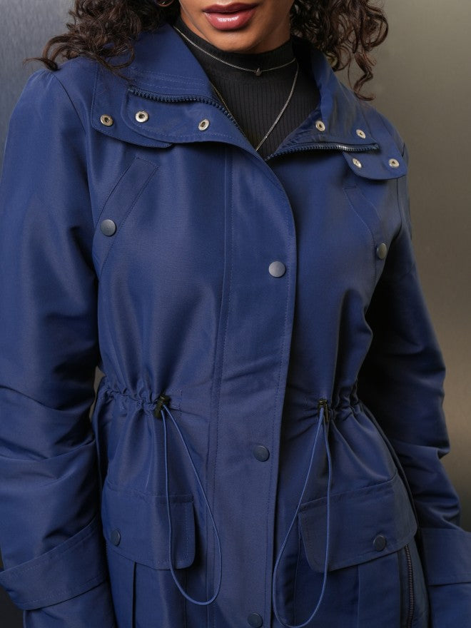 Tokyo Talkies Women Navy Blue Open Front Jacket - Navy Blue - Image 5