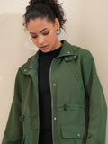 Tokyo Talkies Women Green Parka Jacket - Green - Image 1