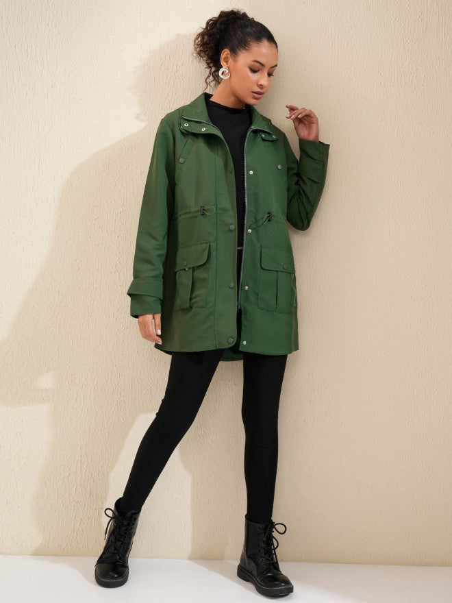 Tokyo Talkies Women Green Parka Jacket - Green - Image 2