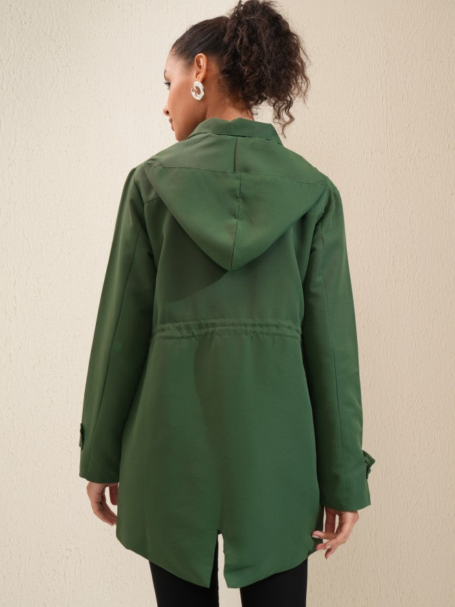 Tokyo Talkies Women Green Parka Jacket - Green - Image 3