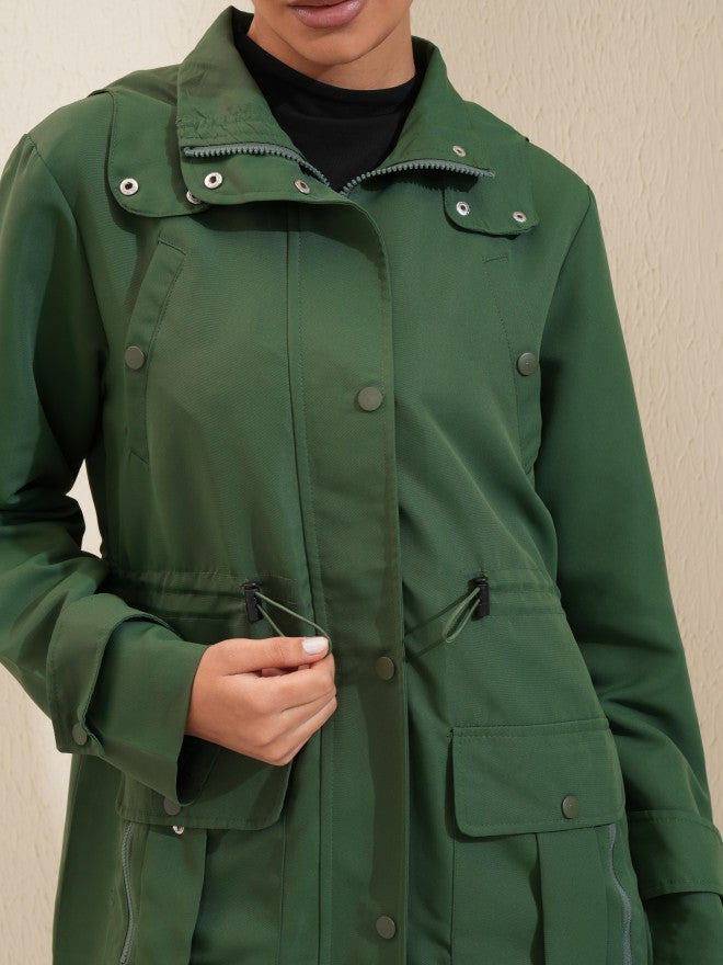 Tokyo Talkies Women Green Parka Jacket - Green - Image 5